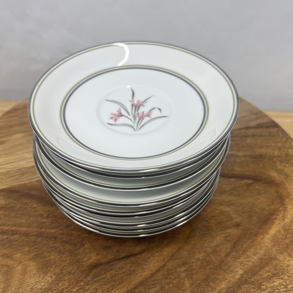 Noritake China Kent 5422 Bread Butter Plates Set of 9 Pink Floral Japan - Picture 1 of 6
